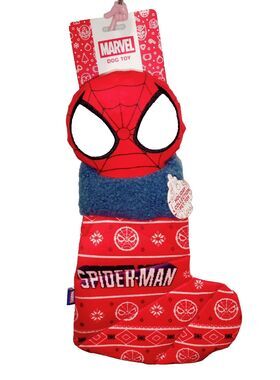 Dog Toy Squeaker Marvel Spiderman 13" Stocking Toy, 5 Squeakers Inside NEW
